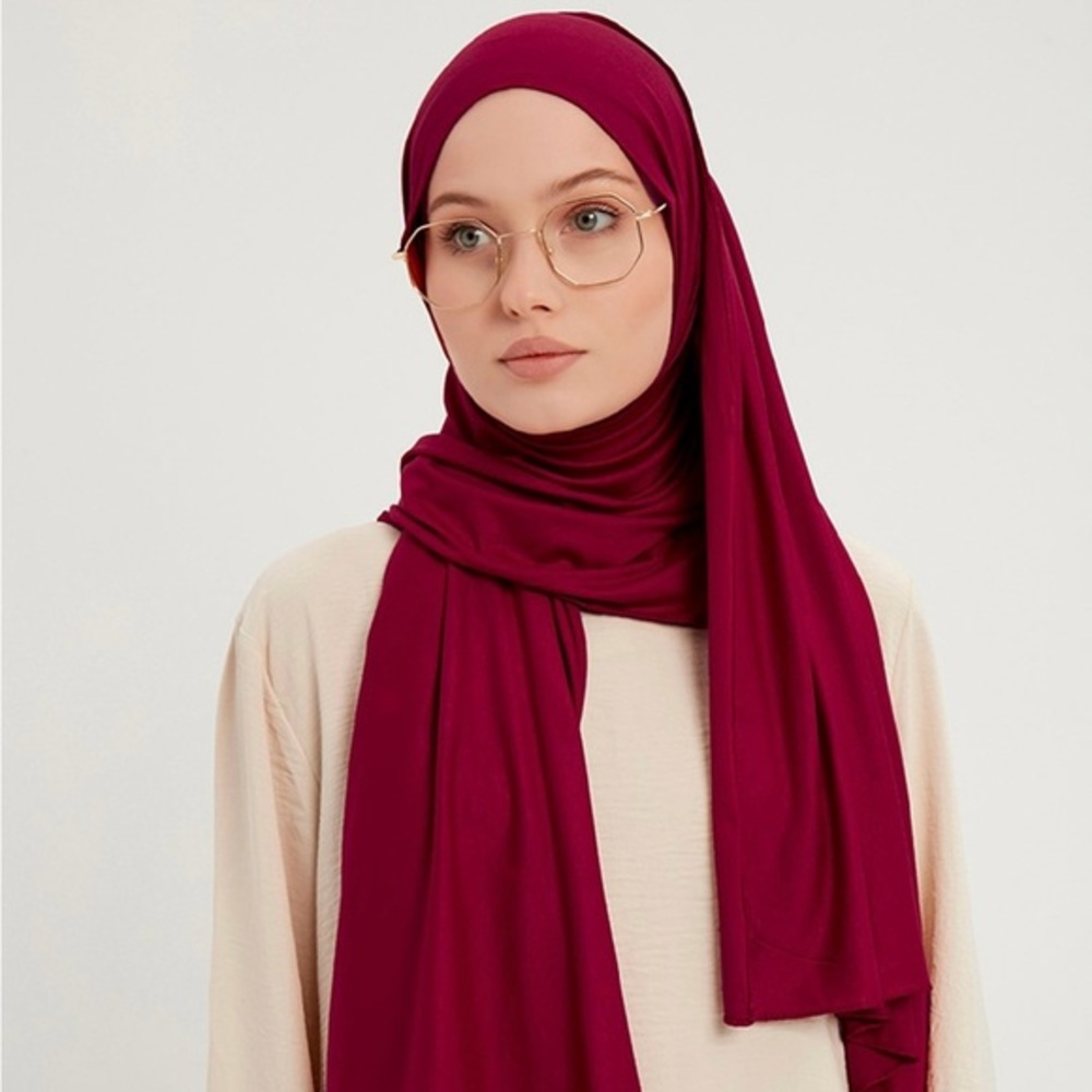 Super soft and stretchy jersey hijabs shawl Maroon scarf